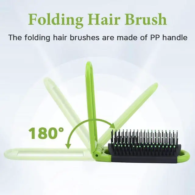 Alt view image 5 of 7 - 4pcs Folding Travel Hair Brush with Mirror and Massage Comb | Compact Pocket Brushs,Folding Hair Brush for Purse,Travel Hair Brush for Women
