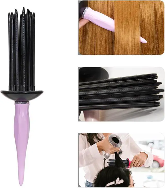 Alt view image 2 of 7 - Curling Roll Comb Curl Defining Brush Round Curly Hair Comb Beautiful Curls Travel friendly Hair Styling Tool Create, Green