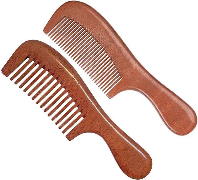 Main image of 2 Pcs Sandalwood Hair Comb Set Wide and Fine Tooth Wooden Comb for Women Men, Anti-static Detangling Wood Comb for Curly Fine Frizzy Wet Dry Hair