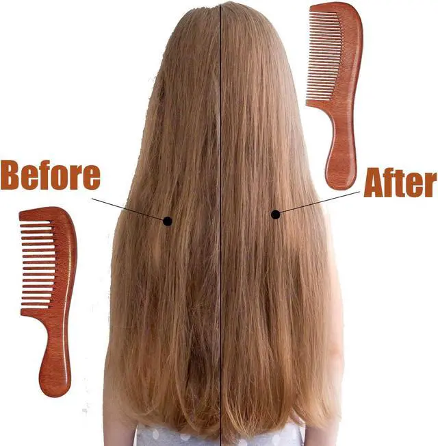 Alt view image 4 of 7 - 2 Pcs Sandalwood Hair Comb Set Wide and Fine Tooth Wooden Comb for Women Men, Anti-static Detangling Wood Comb for Curly Fine Frizzy Wet Dry Hair