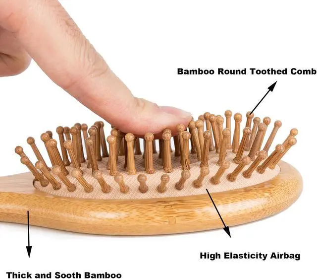 Alt view image 2 of 6 - 4 PCS Bamboo Hair Brushes Set,Boar Bristle and Detangling Combs,Hair Care Tools with Natural Bristles, Birthday Gift for Family Friend Women Men Mother Hairbrush Kit