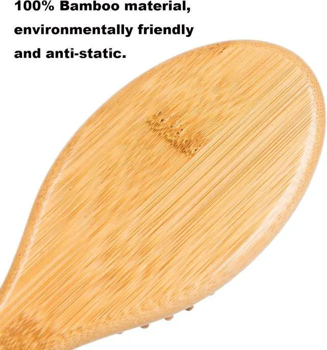 Alt view image 3 of 6 - 4 PCS Bamboo Hair Brushes Set,Boar Bristle and Detangling Combs,Hair Care Tools with Natural Bristles, Birthday Gift for Family Friend Women Men Mother Hairbrush Kit