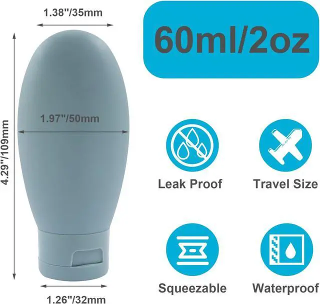 Alt view image 2 of 7 - 3pcs 60ml Travel Bottles, Containers for Toiletries | Solid Color, Leakproof, Squeezable, Refillable Containers, For Shampoo & Lotion