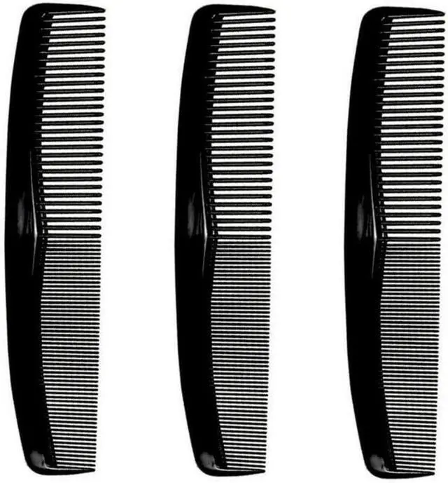 Main image of Comfort Axis Coarse/Fine Hair Comb Set, 8 Inches, 3 Pack, Black