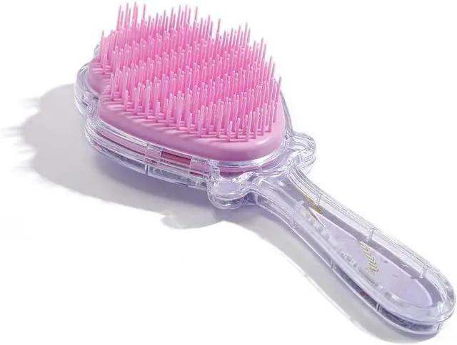 Main image of Mermaid Detangler Hair Brush, Detangling Hair Comb Christmas Shell Glitter Comb Hairbrush Massage Scalp No Pain Detangler for Dry & Wet Hair Kids Girls Woman (Pink)