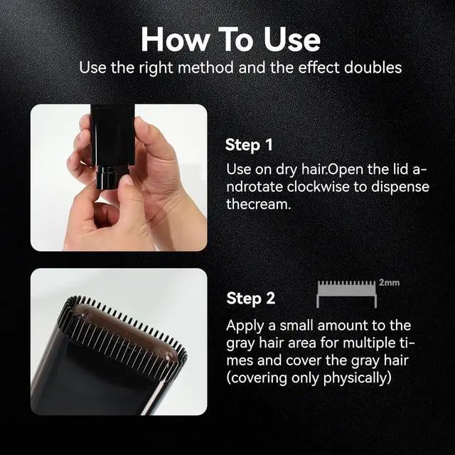 Alt view image 2 of 5 - 2Pack 2-in-1 Hair Dye Comb Stick, Coffee Color Grey Hair Concealer | Instant Dyeing, Long-Lasting Waterproof, Sweat-Proof, Quick Root Touch-Up, Travel-Friendly Dye Pen for Women & Men