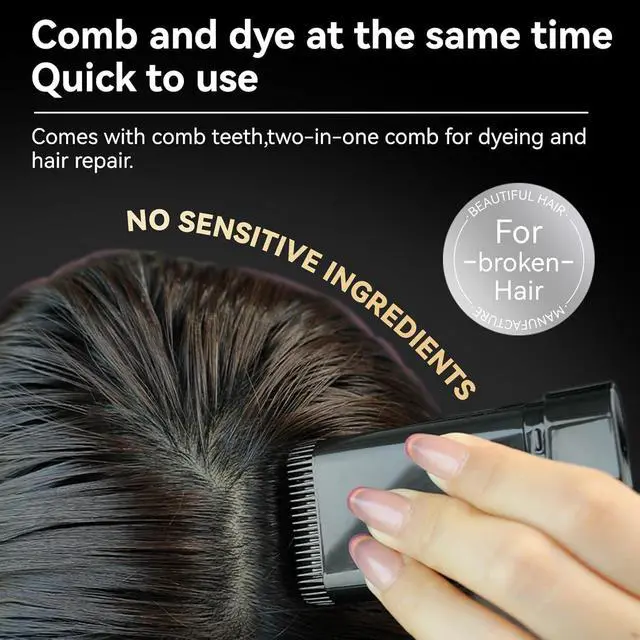 Alt view image 3 of 5 - 2Pack 2-in-1 Hair Dye Comb Stick, Coffee Color Grey Hair Concealer | Instant Dyeing, Long-Lasting Waterproof, Sweat-Proof, Quick Root Touch-Up, Travel-Friendly Dye Pen for Women & Men