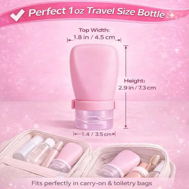 Alt view image 3 of 7 - 1 oz Travel Bottles, Leakproof Silicone Squeeze Bottle Mini Travel Size Container for Toiletries Lotion Shampoo and Conditioner Liquid Salad Dressing to go Condiment, TSA Approved, 4 Pack