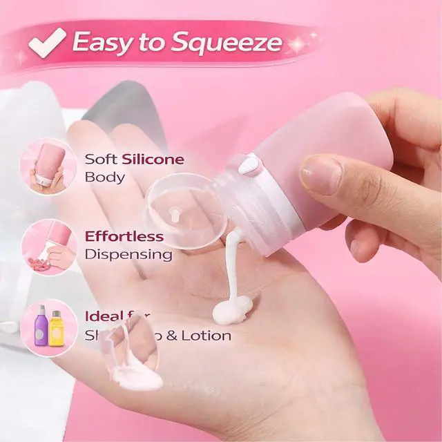 Alt view image 4 of 7 - 1 oz Travel Bottles, Leakproof Silicone Squeeze Bottle Mini Travel Size Container for Toiletries Lotion Shampoo and Conditioner Liquid Salad Dressing to go Condiment, TSA Approved, 4 Pack