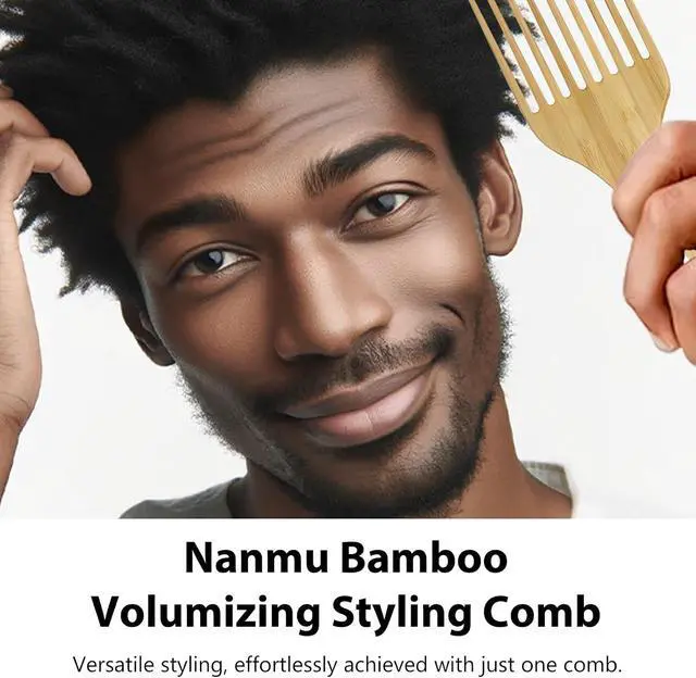 Alt view image 2 of 7 - 2-Piece Bamboo Comb Set for Afro Hair: Natural Anti-Static Picks for Curly, Thick Hair, Ideal for Men and Women, Eco-Friendly Styling and Detangling Solution