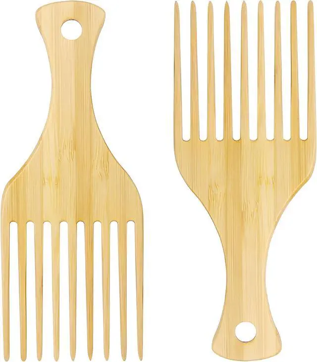 Main image of 2-Piece Bamboo Comb Set for Afro Hair: Natural Anti-Static Picks for Curly, Thick Hair, Ideal for Men and Women, Eco-Friendly Styling and Detangling Solution
