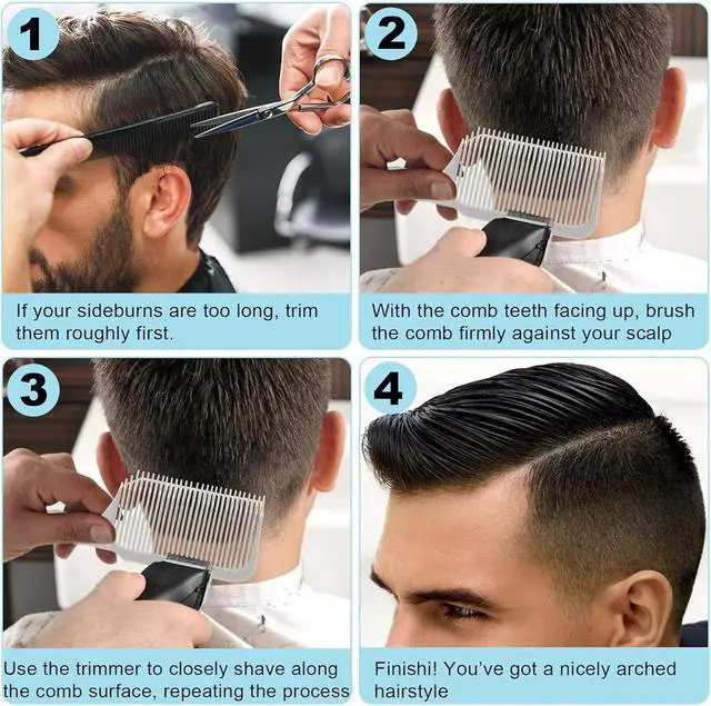 Alt view image 2 of 7 - Fade Combs - 2PCS Barber Gradient Positioning Combs, Flat/Curved Push Edge for Blending Fades, Hair Cutting Guide Tools for Home & Salon Use