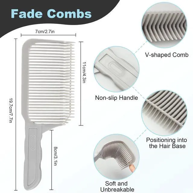 Alt view image 4 of 7 - Fade Combs - 2PCS Barber Gradient Positioning Combs, Flat/Curved Push Edge for Blending Fades, Hair Cutting Guide Tools for Home & Salon Use