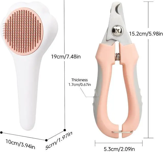 Alt view image 2 of 7 - Self-Cleaning Cat Brush for Shedding with Cat Nail Clipper 2-Piece Set | Suitable for pets that Shed a Lot or Have Overgrown Nails, Including Long & Short-Haired Cats, Small & Medium Dogs, Rabbits