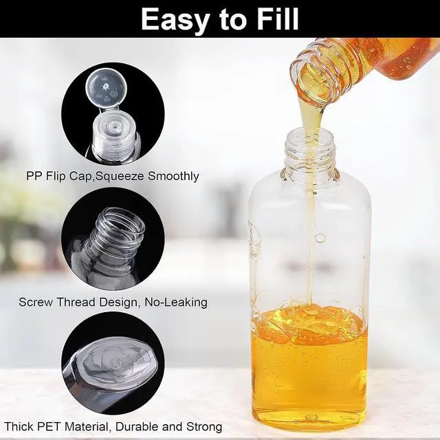 Alt view image 5 of 7 - Travel Shampoo Bottles 7.7oz/220ml 3 Pack Plastic Squeeze Bottles | Leak Proof, Clear Travel Bottles with Flip Cap, Refillable Containers, Plastic Travel Toiletry Bottles, for Lotion, Shampoo