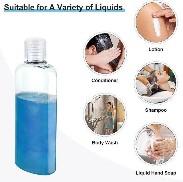 Alt view image 6 of 7 - Travel Shampoo Bottles 7.7oz/220ml 3 Pack Plastic Squeeze Bottles | Leak Proof, Clear Travel Bottles with Flip Cap, Refillable Containers, Plastic Travel Toiletry Bottles, for Lotion, Shampoo