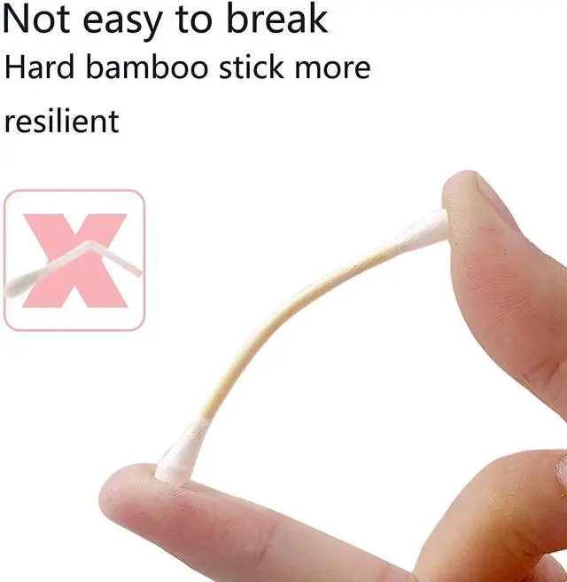Alt view image 3 of 7 - Cotton Swabs with Wooden Sticks/Double Tipped Natural Bamboo Cotton Buds 900pcs
