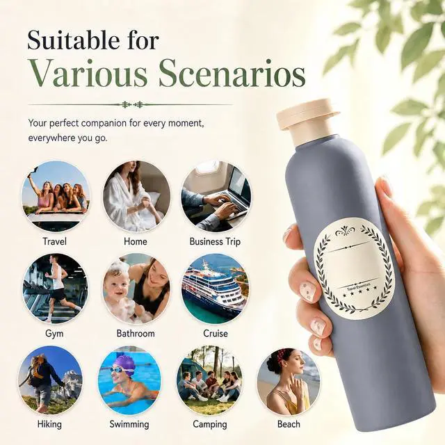 Alt view image 4 of 7 - METAPACK 4Pack 8.8oz Travel Shampoo Bottles with Labels, Refillable Travel Bottles, Flip Top Squeeze Bottles, Portable Plastic Toiletry Containers for Lotion, Conditioner & Body Wash(dark bule, grey)