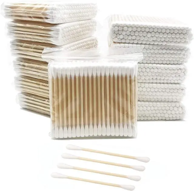 Alt view image 7 of 7 - Cotton Swabs with Wooden Sticks/Double Tipped Natural Bamboo Cotton Buds 900pcs