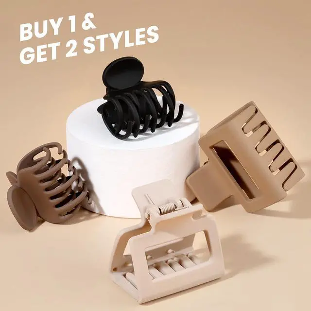 Alt view image 3 of 7 - DEPOKA Matte Hair Clips for Women Girls - 2" Rectangle & 1.6" Double Row Teeth Small Jaw Clips, Non-Slip Design for Thin/Fine Hair (White, Khaki, Brown, Black)