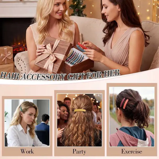 Alt view image 6 of 6 - 12 Pcs 3.5-In Barrettes Flat Hair Clips for Women Girls French Accessories | 12 Matte Solid Colors, Hair Pins for Styling Long Short Fine Thin Thick Half-up Hair, Holiday Birthday Gifts