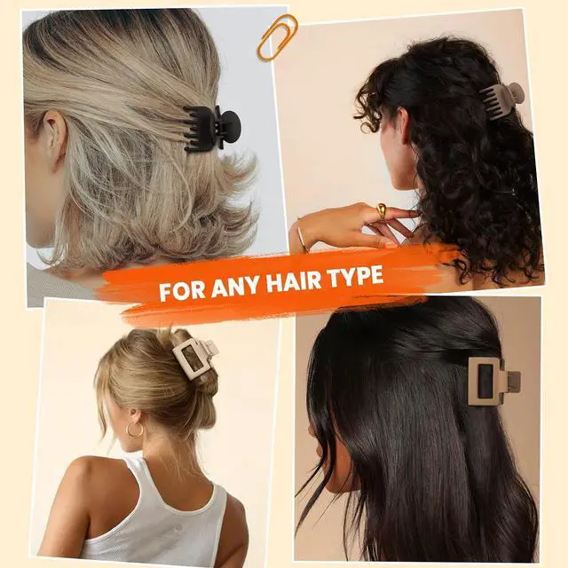 Alt view image 5 of 7 - DEPOKA Matte Hair Clips for Women Girls - 2" Rectangle & 1.6" Double Row Teeth Small Jaw Clips, Non-Slip Design for Thin/Fine Hair (White, Khaki, Brown, Black)