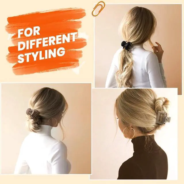Alt view image 6 of 7 - DEPOKA Matte Hair Clips for Women Girls - 2" Rectangle & 1.6" Double Row Teeth Small Jaw Clips, Non-Slip Design for Thin/Fine Hair (White, Khaki, Brown, Black)