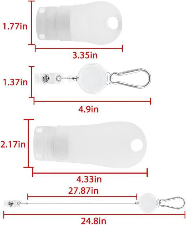 Alt view image 4 of 6 - LUEXBOX 4 PACK Portable Travel Bottle Set, Leakproof Silicone Bottles with Stretchable Lanyard, Travel Sized Empty Liquid Bottles Container, Reusable, Squeezable and Refillable (White)