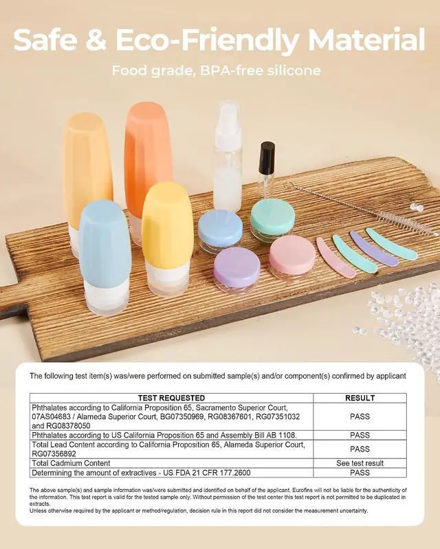 Alt view image 3 of 7 - BAGSMART 18 Pack TSA Approved Travel Bottles for Toiletries, Leak Proof Silicone Travel Size Containers Bottles for Shampoo, Purple