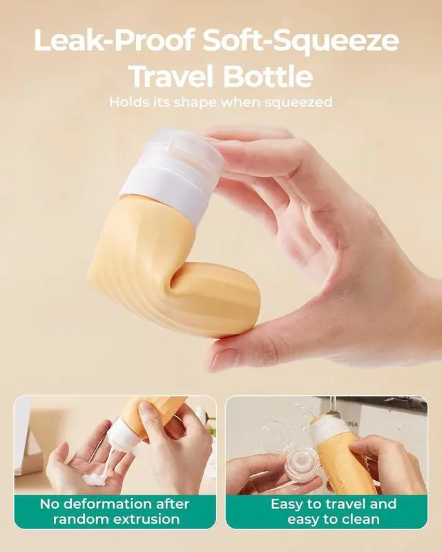 Alt view image 5 of 7 - BAGSMART 18 Pack TSA Approved Travel Bottles for Toiletries, Leak Proof Silicone Travel Size Containers Bottles for Shampoo, Purple