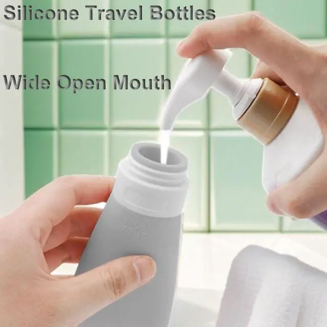 Alt view image 3 of 6 - Silicone Travel Bottles, Leak Proof Squeezable Refillable Travel Accessories Toiletries Containers Travel Size Cosmetic Tube for Shampoo Lotion Soap Liquids (2oz Grey/blue/white/green)