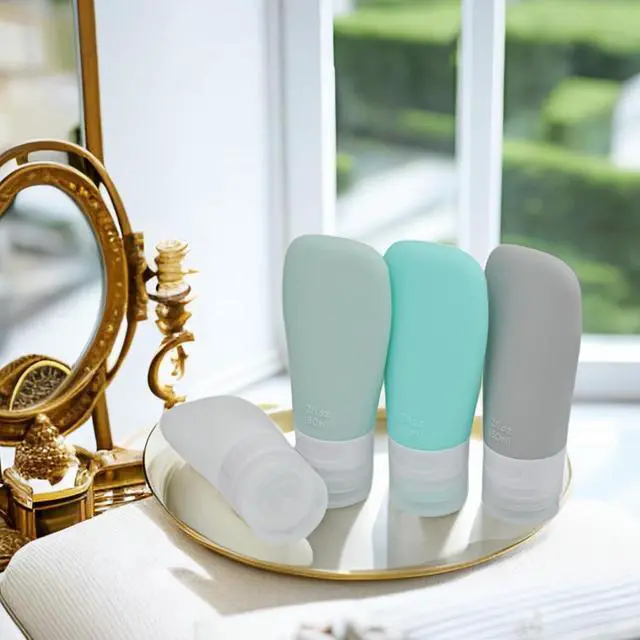 Alt view image 4 of 6 - Silicone Travel Bottles, Leak Proof Squeezable Refillable Travel Accessories Toiletries Containers Travel Size Cosmetic Tube for Shampoo Lotion Soap Liquids (2oz Grey/blue/white/green)
