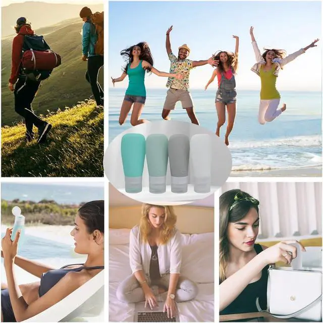Alt view image 6 of 6 - Silicone Travel Bottles, Leak Proof Squeezable Refillable Travel Accessories Toiletries Containers Travel Size Cosmetic Tube for Shampoo Lotion Soap Liquids (2oz Grey/blue/white/green)