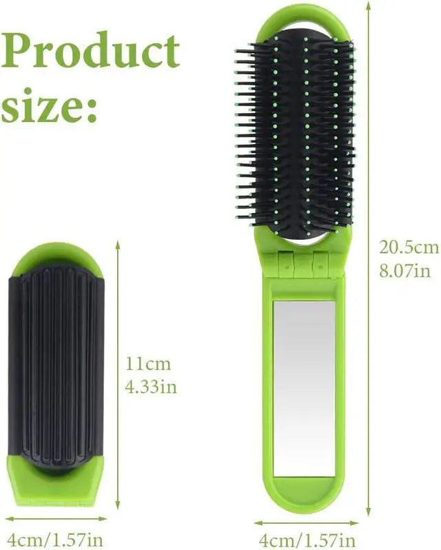 Alt view image 2 of 7 - 4pcs Folding Travel Hair Brush with Mirror and Massage Comb | Compact Pocket Brushs,Folding Hair Brush for Purse,Travel Hair Brush for Women