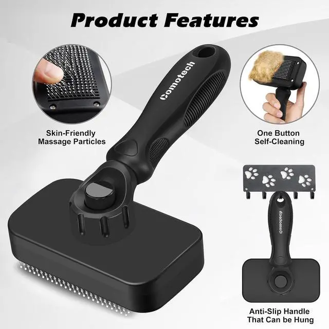 Alt view image 2 of 6 - 3PCS Cat Grooming Supplies, Cat Brush & Nail Clipper/Trimmer & Flea Comb for Shedding Indoor Cats Essentials Stuff Accessories (Black)