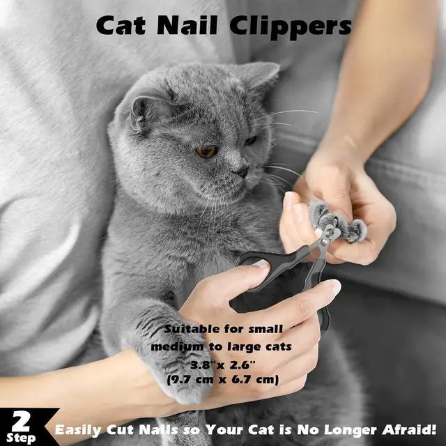 Alt view image 4 of 6 - 3PCS Cat Grooming Supplies, Cat Brush & Nail Clipper/Trimmer & Flea Comb for Shedding Indoor Cats Essentials Stuff Accessories (Black)