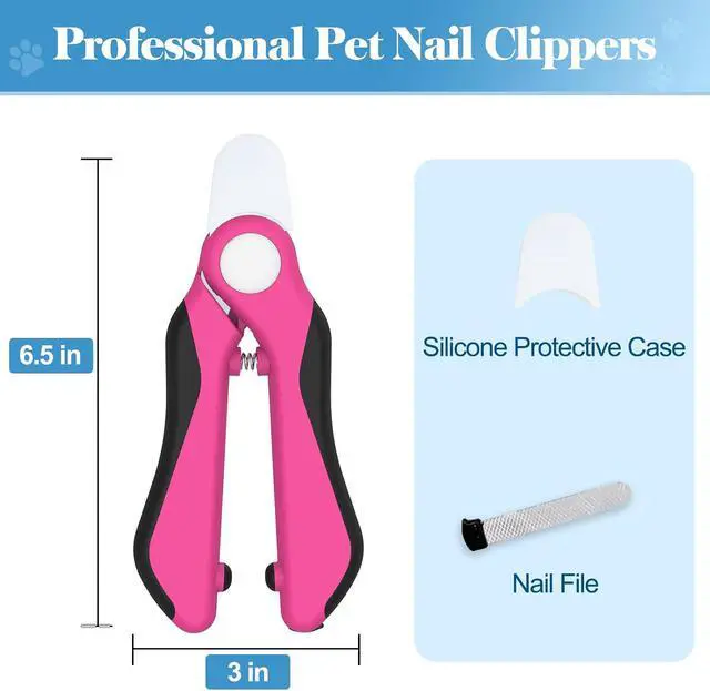Alt view image 2 of 7 - Swihauk Heavy Duty Dog Nail Clippers and Trimmers, Professional Pet Nail Clippers with Nail File for Dogs Cats Small Animal, Claw Clippers with Safety Guard to Prevent Over-Cutting, Pink