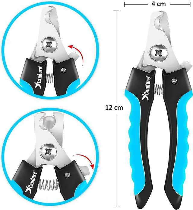 Alt view image 2 of 7 - Candure Pet Nail Clippers Professional Nail Trimmer Suitable for Puppy, Cats, Rabbits and Guinea Pigs - Safety Lock/Protective Guard to Avoid Over Cutting (Blue, Small)
