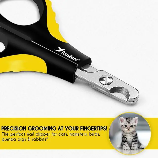 Alt view image 2 of 7 - Candure Cat Nail Clipper Stainless Steel Cat Claw Trimmers for Rabbits, Guinea Pigs, Birds, Puppies, Kittens and Small Animals Pet Nail Clipper for Professional and Home Use (Yellow)