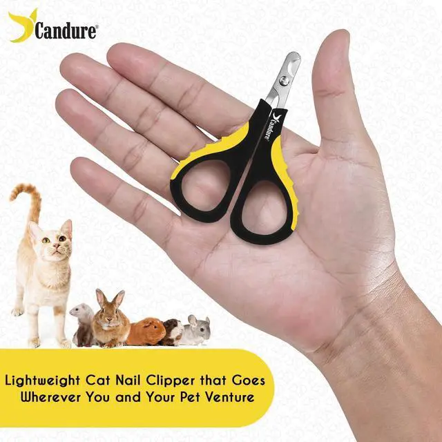 Alt view image 5 of 7 - Candure Cat Nail Clipper Stainless Steel Cat Claw Trimmers for Rabbits, Guinea Pigs, Birds, Puppies, Kittens and Small Animals Pet Nail Clipper for Professional and Home Use (Yellow)
