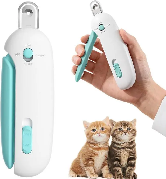 Main image of Cat Nail Clippers with a Removable Debris Collector, Adjustable Size, Built-in Hidden Nail File, Round Hole Blade, Safe Home pet Grooming Tool