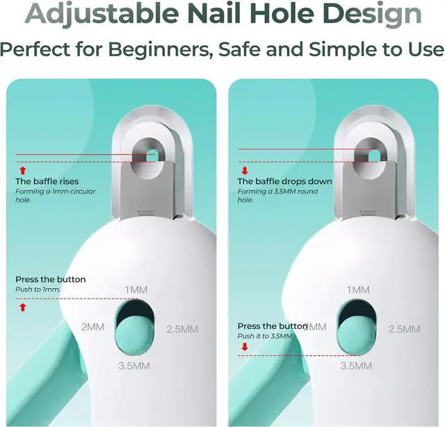 Alt view image 3 of 7 - Cat Nail Clippers with a Removable Debris Collector, Adjustable Size, Built-in Hidden Nail File, Round Hole Blade, Safe Home pet Grooming Tool