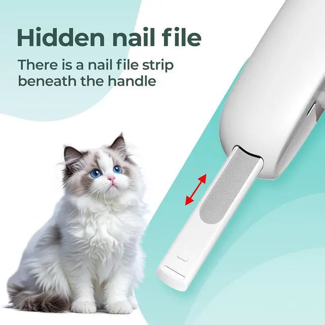 Alt view image 5 of 7 - Cat Nail Clippers with a Removable Debris Collector, Adjustable Size, Built-in Hidden Nail File, Round Hole Blade, Safe Home pet Grooming Tool