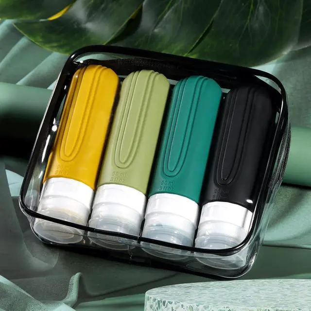 Alt view image 7 of 7 - Mrsdry Travel Bottles for Toiletries, Tsa Approved 3oz Travel Size Containers BPA Free Leak Proof Refillable Liquid Silicone Squeezable Travel Accessories for Shampoo Conditioner Lotion (4 Pack)