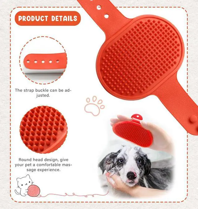 Alt view image 7 of 7 - Cat Grooming Kit Set with Pet Shedding Slicker Brush Nail Clipper Trimmer Pet Massage Bath Glove Flea Comb for Bunny Puppy Kitten Guinea Pig Chinchilla Ferret Small Animals (Red, Pink)