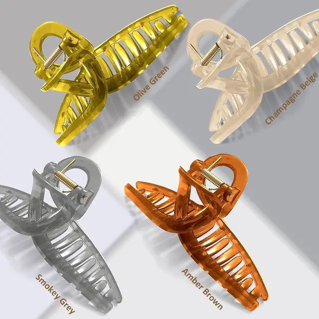 Alt view image 5 of 6 - Extra Large Hair Claw Clips for Thick Hair, Big Non-Slip Claw Clips for Women, 4 Pack 5.9" Jelly & Matte Hair Clips for Long Hair (Jelly-C 4pcs 5.9")