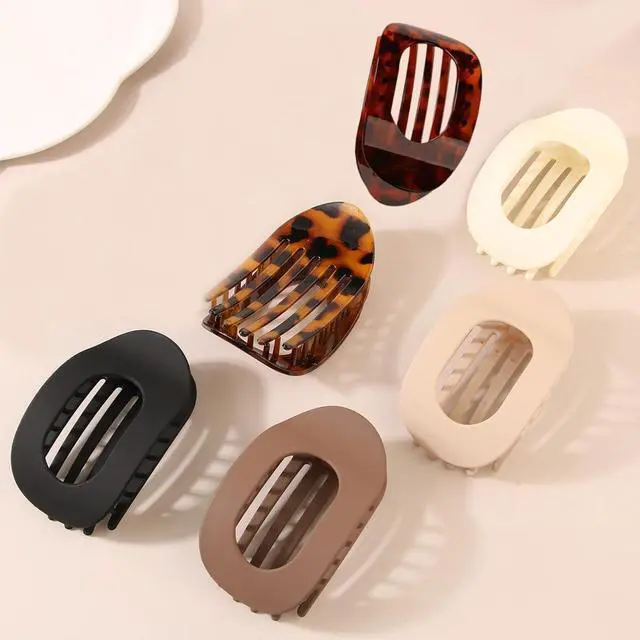 Alt view image 2 of 6 - 6PCS Flat Hair Clips for Women, French Design Flat Hair Claws, Secure Hold Inner Teeth Hair Claw Clips, Strong Hold No Slip Hair Barrettes For Lying Down Holiday Christmas Gifts