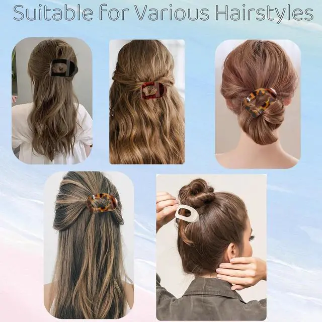 Alt view image 4 of 6 - 6PCS Flat Hair Clips for Women, French Design Flat Hair Claws, Secure Hold Inner Teeth Hair Claw Clips, Strong Hold No Slip Hair Barrettes For Lying Down Holiday Christmas Gifts