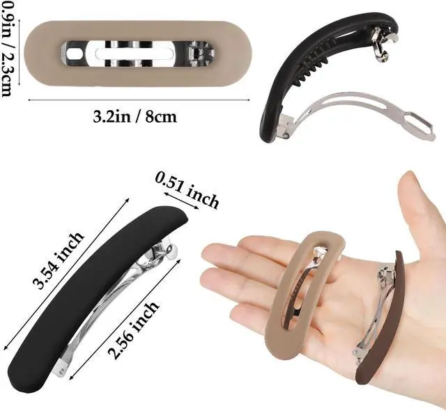 Alt view image 6 of 7 - Atoden Hair Barrettes Flat Clips for Thick Thin Fine Hair 6Pcs French Barrettes Matte Large Hair Slides Non Slip Clamps Vintage 90s Accessories for Women Girls Trendy Stuff Gifts (Neutral Color)