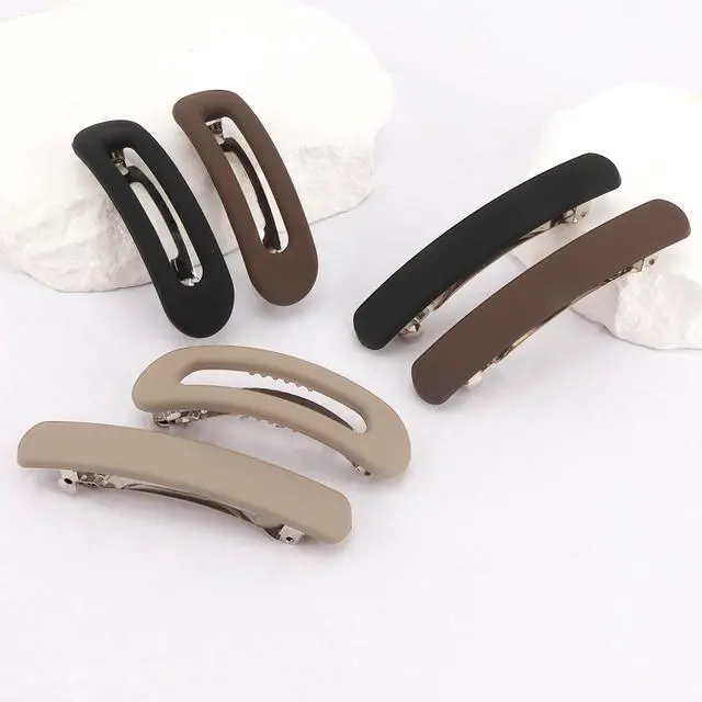 Alt view image 7 of 7 - Atoden Hair Barrettes Flat Clips for Thick Thin Fine Hair 6Pcs French Barrettes Matte Large Hair Slides Non Slip Clamps Vintage 90s Accessories for Women Girls Trendy Stuff Gifts (Neutral Color)